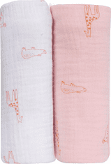 BUBABA BIO muszlin pelenkák 2db rózsaszín + fehér
