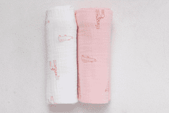BUBABA BIO muszlin pelenkák 2db rózsaszín + fehér