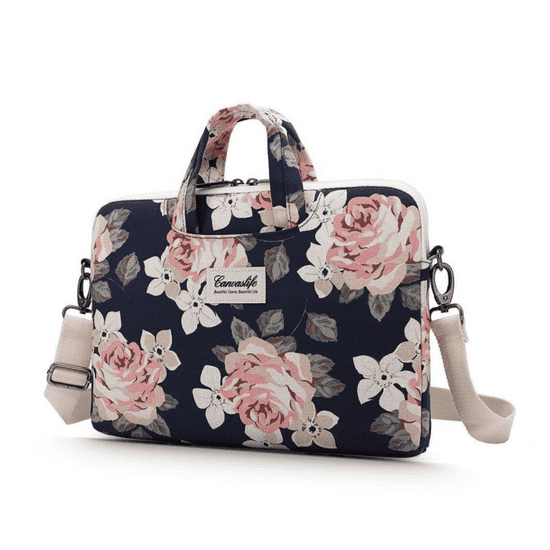 BB-Shop Canvaslife tengerészkék laptop táska 13' 14" virágok rózsák rózsák
