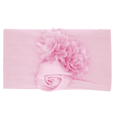 KOMFORTHOME Széles elegáns rózsaszín virágos fejpánt a baba lány mikroszálas lánynak