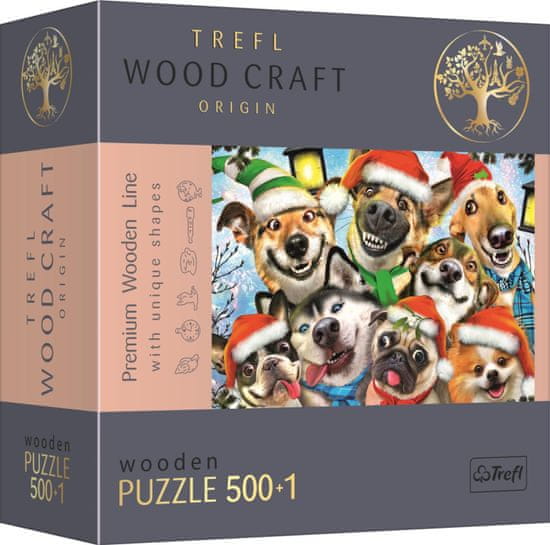 Trefl Wood Craft Origin puzzle karácsonyi kutyák 501 darab