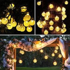 Polux Napelemes kerti lámpa LED dekoratív GIRLANDA LÁNCFÉNY 30x LED GOLYÓKAT 2700K Meleg fehér