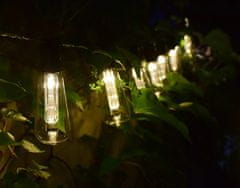 Polux Napelemes kerti lámpa LED dekoratív GIRLANDA LÁNCFÉNY 10x LED izzók EDISON 3000K Meleg fehér