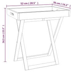 Greatstore tömör diófa összecsukható tálcás asztal 52 x 36 x 56,5 cm