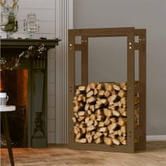 Greatstore mézbarna tömör fenyőfa tűzifatartó állvány 60 x 25 x 100 cm