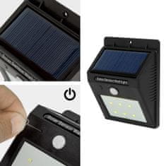 tectake 6 Kültéri fali LED lámpa beépített napelemes panel és mozgásérzékelő