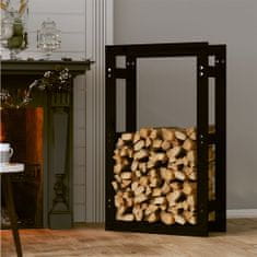 Greatstore fekete tömör fenyőfa tűzifatartó állvány 60 x 25 x 100 cm