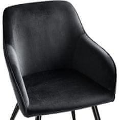 tectake 6 Marilyn bársony kinézetű szék, fekete színű