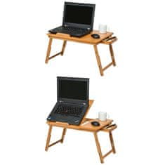 tectake Laptoptartó asztalka ágyba 55 x 35 x 26 cm összecsukható dönthető magassága állítható