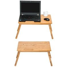 tectake Laptoptartó asztalka ágyba 55 x 35 x 26 cm összecsukható dönthető magassága állítható
