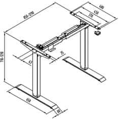 tectake Asztalláb elektronikusan állítható magassággal 85-129x65x71-121cm