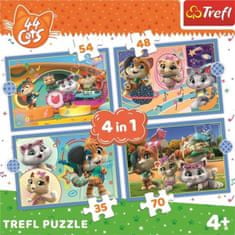 Trefl Puzzle 44 macska: macska csapat 4in1 (35,48,54,70 darab)