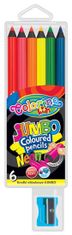 Colorino Neon JUMBO zsírkréták fekete fa ceruzahegyezővel 6 színben