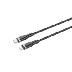 FIXED Hosszú töltő- és adatátviteli fonott kábel USB-C/Lightning csatlakozókkal és PD támogatással, 2m, MFI FIXDB-CL2-BK, fekete