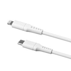 FIXED Hosszú, folyékony szilikon töltő- és adatkábel USB-C/Lightning csatlakozókkal és PD támogatással, 2 m, MFI FIXDLS-CL2-WH, fehér színű
