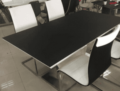 Signal Asztal Alaras II fekete kő hatású / fehér lakkozott 120(180)X80