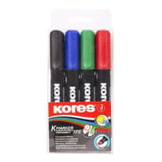 KORES Permanent marker K-MARKER, 3-5 mm-es ferde hegyű, 4 színből álló keverék (fekete, piros, zöld, kék, kék)