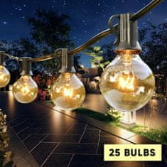 Cool Mango Kültéri függő lámpák, hangulatvilágító lánc a kertbe vagy teraszra (25 izzó) - Stringy