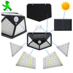 Aga Naplementes mozgásérzékelős és szürkületi szenzoros napelemes lámpa 100 LED