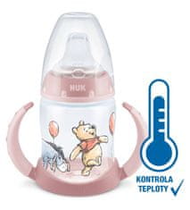 Nuk Tanuló cumisüveg DISNEY-Mackó Micimackó hőmérséklet-szabályozóval 150 ml rózsaszínű