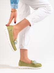 Amiatex Női mokaszin 92746 + Nőin zokni Gatta Calzino Strech, zöld árnyalat, 36