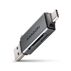 AXAGON CRE-DAC, USB-C + USB-A, 5 Gbps - MINI kártyaolvasó, 2 slot & lun SD/microSD, UHS-I támogatással