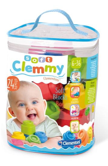Clementoni Soft Clemmy 24 darabos puha kocka készlet műanyag zacskóban