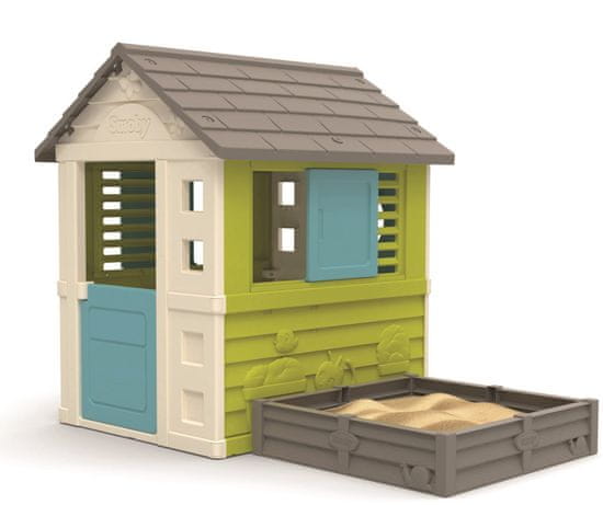 Smoby Kerti házikó négyzet alakú homokozóval/virágágyással