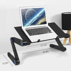 Shopdbest Állítható laptop állvány: Kényelmesen ülve vagy fekve csökkenti a nyak- és vállfájdalmakat - Szellőzőnyílások a túlmelegedés megelőzésére - Összecsukható asztalként is használható