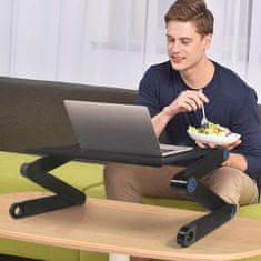Shopdbest Állítható laptop állvány: Kényelmesen ülve vagy fekve csökkenti a nyak- és vállfájdalmakat - Szellőzőnyílások a túlmelegedés megelőzésére - Összecsukható asztalként is használható