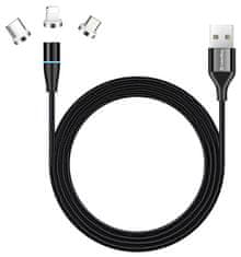 ColorWay töltőkábel 3in1 Lightning+MicroUSB+USB-C/ Mágneses/ 2.4A/ Nylon/ Quick Charge 3.0/ 1m