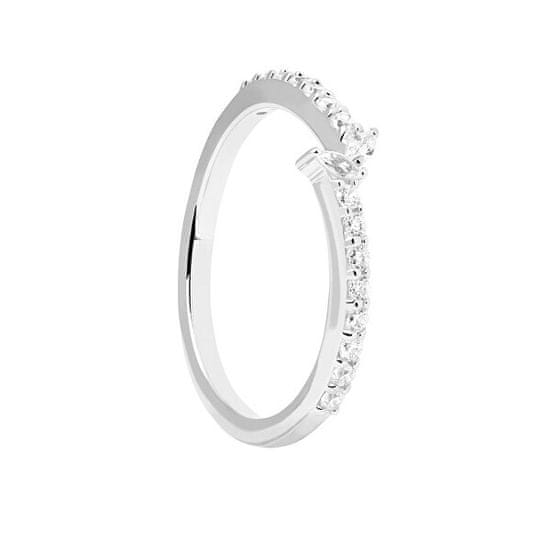 PDPAOLA Gyönyörű ezüst gyűrű átlátszó cirkónium kővel NUVOLA Silver AN02-874