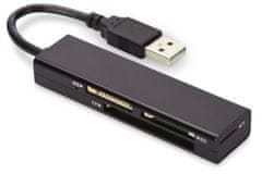 Assmann Ednet USB kártyaolvasó 2.0, 4 portok, Támogatja MS, SD, T-Flash, CF formátumok fekete
