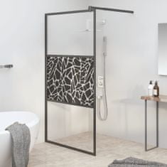 Greatstore fekete ESG üveg zuhanyfal kőmintával 115x195cm