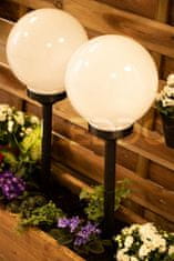 Volteno Napelemes kerti lámpa LED földbe szúrható GOLYÓ 20cm 6500K Hideg fehér