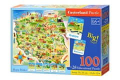 Castorland Puzzle Lengyelország oktatási térképe 100 db + 28 oktatódarab