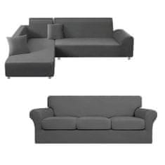 VivoVita Stretch&Sit Sofa – Rugalmas kanapéhuzat, szürke - SAROKKANAPÉ(2x háromszemélyes)