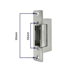 Qoltec Szimmetrikus elektromos ajtócsapó memóriával és zárral + szerelőlemez| 12V