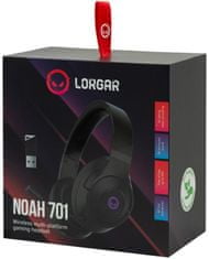 LORGAR játék headset Noah 701, BT 5.0 + USB dongle 2.4Ghz, akár 40 óra, 3D hangzás