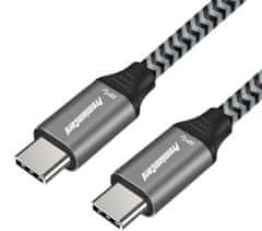 PremiumCord USB 3.2 Gen 1 USB-C férfi USB-C férfi kábel, pamutfonat, 1,5 m