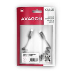 AXAGON BUCM-CM10TB, TWISTER kábel USB-C <-> USB-C, 0.6m, USB 2.0, PD 60W 3A, ALU, tpe, fekete
