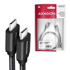 AXAGON BUCM3-CM15AB, SPEED kábel USB-C <-> USB-C, 1.5m, USB 3.2 Gen 1, PD 60W 3A, ALU, fonott, fekete