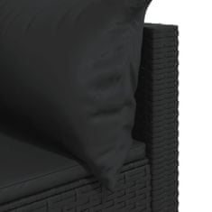 shumee 3 részes fekete polyrattan kerti ülőgarnitúra párnákkal