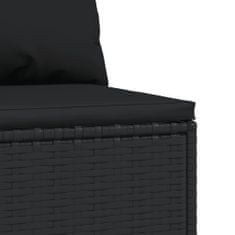 Greatstore 2 db fekete polyrattan kerti középső kanapé párnákkal
