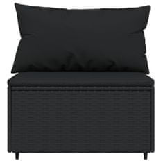 Greatstore 2 db fekete polyrattan kerti középső kanapé párnákkal