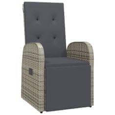 shumee 2 db szürke polyrattan dönthető kerti szék párnákkal