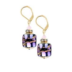 Lampglas Romantikus fülbevaló Sakura Cubes 24 karátos arannyal ellátott Lampglas ECU46 gyönggyel