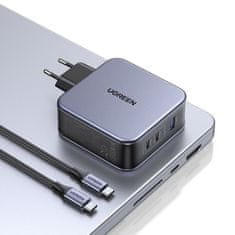 Ugreen CD289 GaN hálózati töltő adapter 2x USB-C / USB 140W + kábel USB-C, ezüst