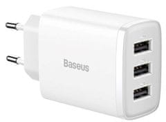 BASEUS Hálózati töltő Compact 3xUSB 17W CCXJ020102, fehér
