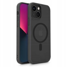 TKG Telefontok iPhone 13 - Tech-Protect Magmat MagSafe kompatibilis áttetsző műanyag hátlap tok, fekete szilikon kerettel